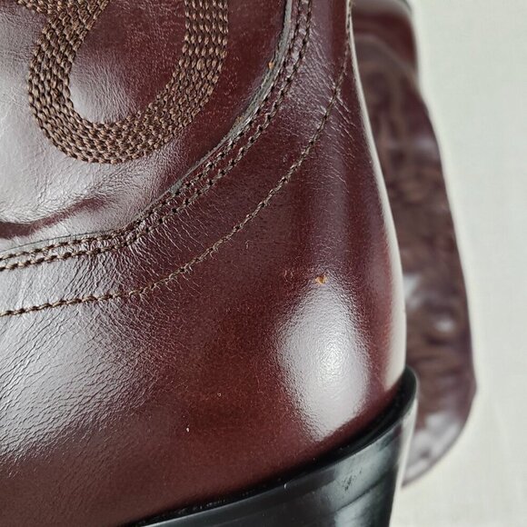 Jeffrey Campbell Dagget Burgundy Leather Cowboy Western Stitch Boots Size 11 - Picture 8 of 11